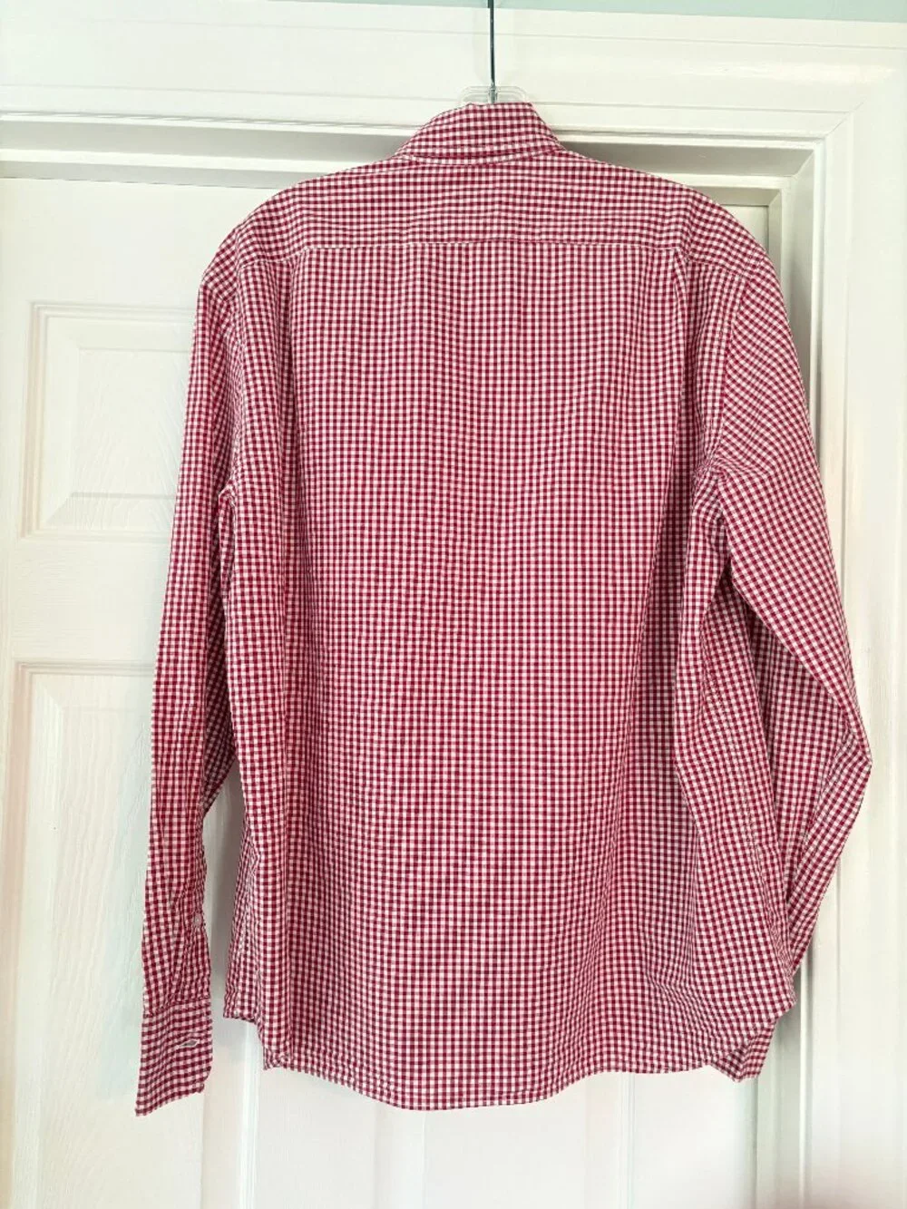 J. Crew Flex Washed red gingham button-down shirt, men's L, slim untucked